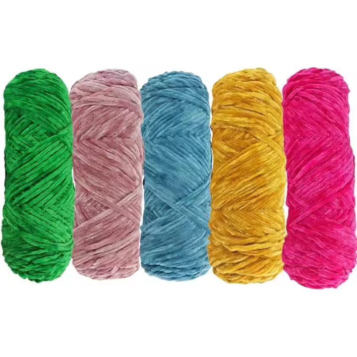 Piezas de Hilo de terciopelo para Tejido, Hilo de crochet Super suave, para manualidades, varios Colores (Azul, Pink, Green, Amarillo, Rosa Rojo), ideal para principios - 1