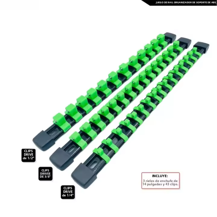 Organizador De Destornilladores 3 PCS Con Rail Negro Y Clips Rojo Azul Negro Soporte Pesado Para Herramientas De Jardín - 1