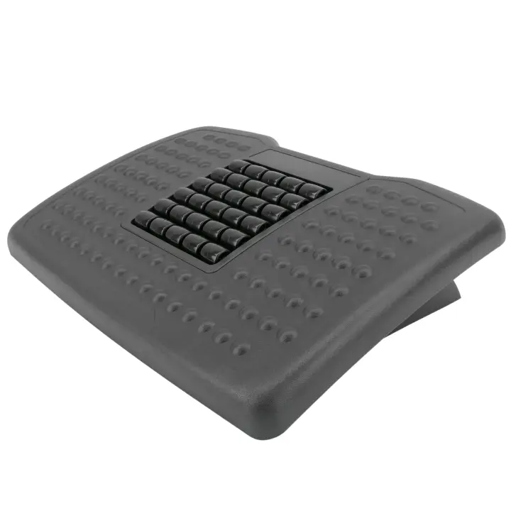 Reposapiés con plataforma ajustable de plástico negro 455 x 330 mm con masaje - PrimeMatik - 1