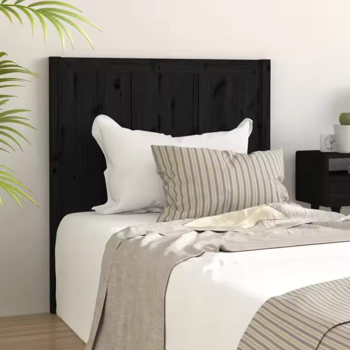 vidaXL Cabecero de cama madera maciza de pino negro 95,5x4x100 cm - 1