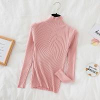 Suéter De Mujer Con Volantes Y Cuello Bajo Largo Manga Larga Tejido Básico Solido Rayado Para Otoño Invierno Top Casual - details 34