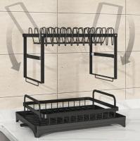 2-Tier Rustproof Dish Drying Rack with Drainboard & Utensil Holder - Durable Plastic & Metal Kitchen Counter Organizer for Dishes, Cups, and Utensils - Space-Saving Design for Modern Kitchens, Dish Drying Rack for Kitchen Counter - details 2