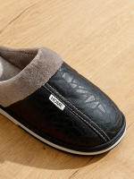 Chinelos De Hombre PU Cuero Impermeables Antideslizantes Cómodos Tamaño Grande Terciopelo Suave De Algodón Invierno Interior - details 2
