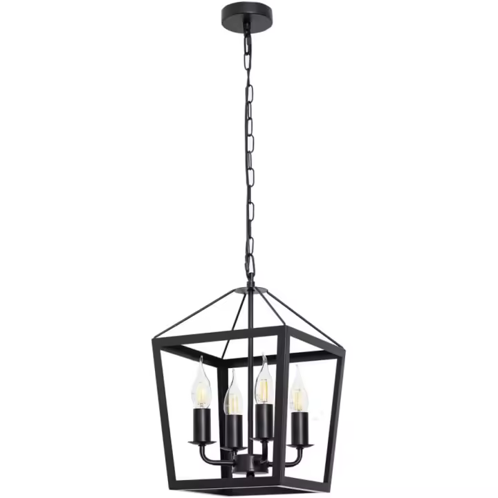 BEL AIR HOME Lámpara Colgante NORA 4xe-14 Negro 25x25x80cm - Iluminación moderna y elegante para tu hogar - 1