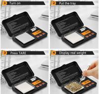 Báscula digital de bolsillo con pantalla LCD, función de tara y calibración, 50 g/0,001 g, para alimentos, joyas (con pinzas, bandeja, pesas) - details 1