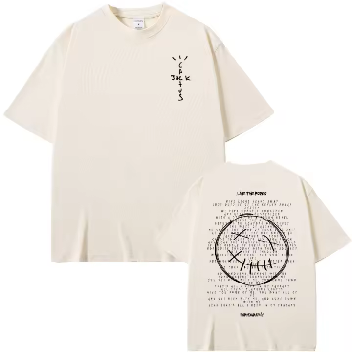 Camiseta Cactus Jack Limitada Para Hombre Y Mujer Algodón Puro Casual Oversize Hip Hop Vintage Manga Corta Estilo Vintage - 1