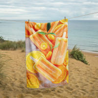 Manterol - Toalla de playa helado naranja. Tejido liso por un lado y rizo secado rápido, suave y esponjoso. - details 0