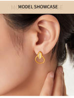 Personalizado elegante Círculo trenzado joyería de estilo casual de encaje de Diamantes Redondo Signo de Diseño de Titanium de Maple Chapado en oro pendientes - details 2