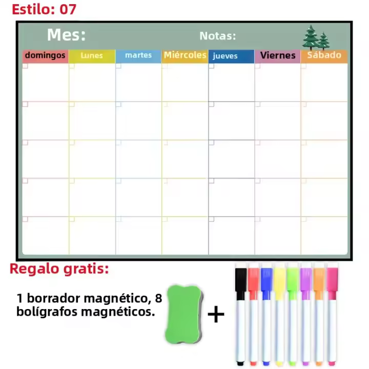 Calendario Magnético Semanal Y Mensual Tablero Blanco A3 Tamaño Adhesivo En La Nevera Tablero De Mensajes Pizarra Seca - 1
