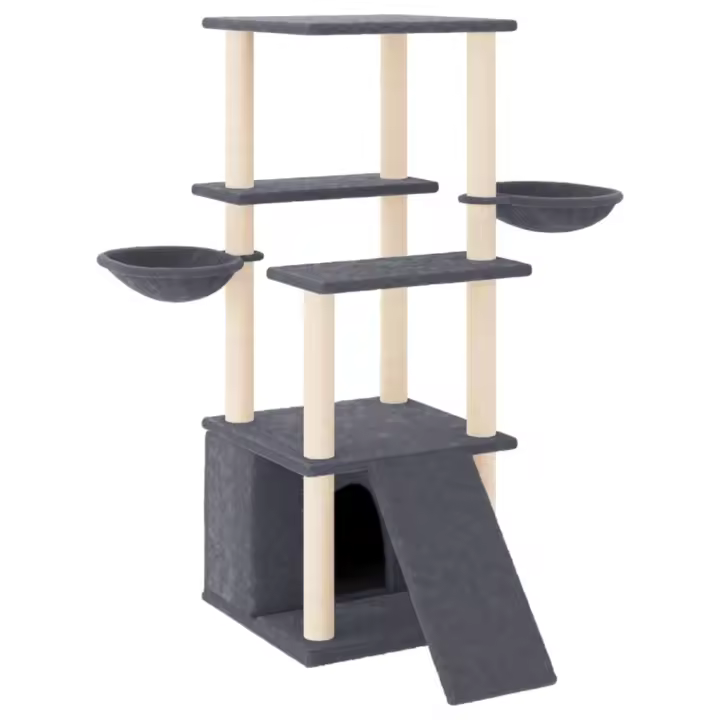 Rascador para Gatos with postes de isal gris obscura 133 cm - 1