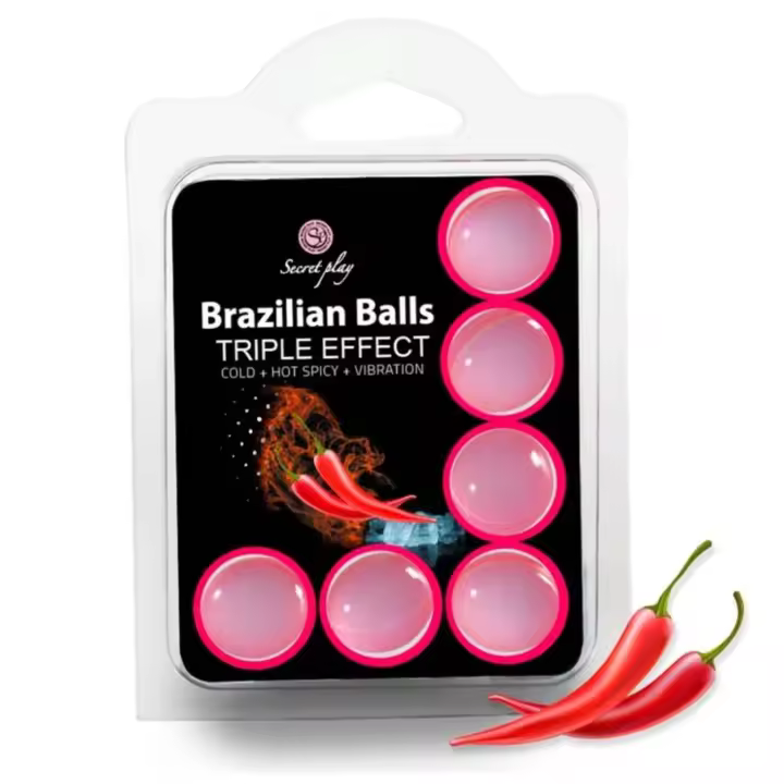 Brazilian Balls Efecto Triple Frío Calor Vibración Pack De 2 O 6 Bolas Brasileñas De Secret Play Ideales Para Jugar En Pareja Preliminares O Sexo Vaginal Y Anal Masajes Estimulantes Base De Aceite No Compatible Con Preservativos De Látex - 1