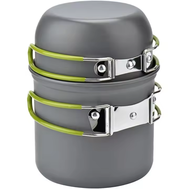 Picnic Camping Senderismo Mochilero Olla Pan Utensilios de Cocina Juego de cuencos para Cocinar al Aire Libre, Aluminio - 1