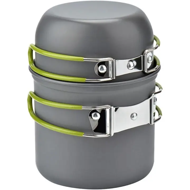 Picnic Camping Senderismo Mochilero Olla Pan Utensilios de Cocina Juego de cuencos para Cocinar al Aire Libre, Aluminio - 1