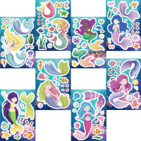 Puzle De Mermaids Princesa 8/16/24 Pcs Pegatinas Lindas Para Niños DIY Juguete Armar Rostro Resistente Al Agua Regalos De Fiesta - details 5
