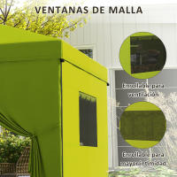 Outsunny Carpa Plegable 3x3 m Cenador de Jardín con 4 Paredes Laterales 2 Ventanas de Malla Altura Ajustable Bolsa de Transporte Impermeable y Anti-UV para Camping Fiestas - details 6