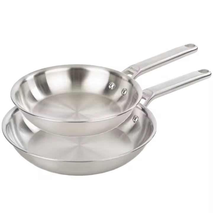 ARCOS Samoa Inox - Set 2 Sartenes Acero Inoxidable (24 / 28 cm) - Sin Antiadherente - Mango de Inox - Base Inducción - 1