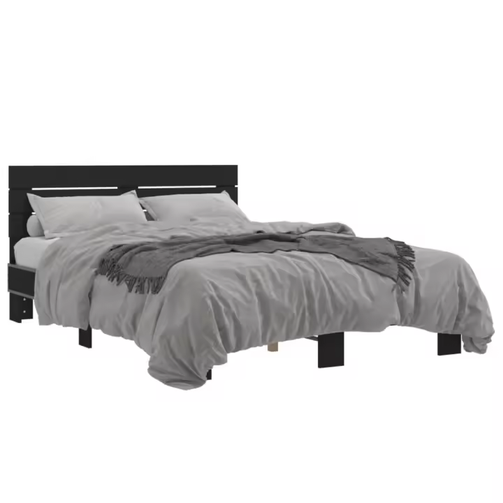 vidaXL Estructura de cama madera de ingeniería y metal negro 120x200cm - 1