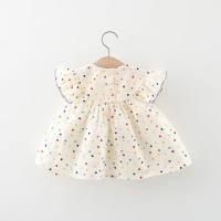 Vestido De Verano Para Niñas Con Bordado De Flores Y Puntos Coloridos Vestido De Princesa Con Cuello En V Talla A-Line Longitud De Rodilla Algodón Y Poliéster 0-3 Años - details 1