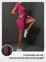 SSITO Nuevo conjunto de Pantalones cortos de manga cortos de Yoga de color sólido de melalgodón sin costura para correr, deportes y Fitness conjunto de Dos piezas - details 3