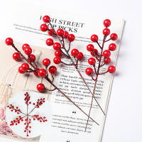 10/20 Piezas De Ranas Rojas Artificial 12 Brotes De Bayas Rojas Para Decoración De Árbol De Navidad Y Hogar Estilo Floral - details 0