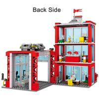 Estación De Bomberos De La Serie Ciudad Con Helicóptero Y Camión De Rescate Vehículos De Modelado Para Niños Juguetes De Bloques Compatible Con Lego - details 2