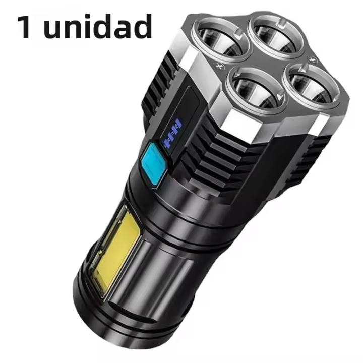Linterna De Mano Recargable Multifuncional Para Camping Con 4 LED Y Luz Lateral COB Fuente De Luz Principal Lámpara De Noche - 1