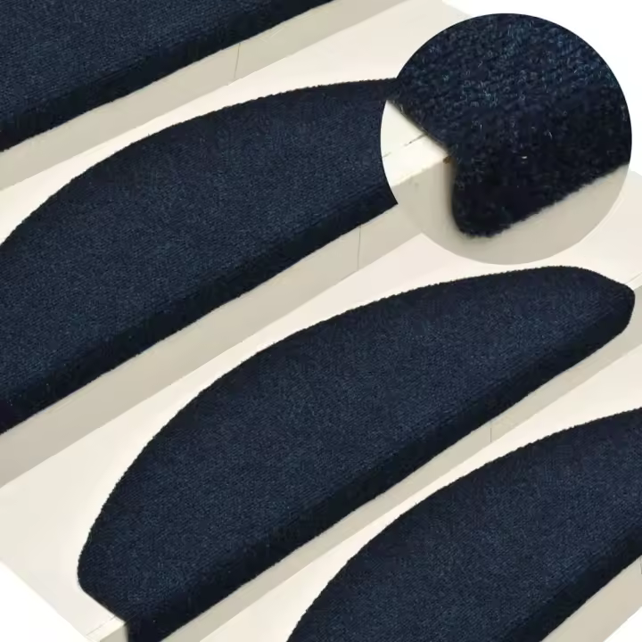 vidaXL Alfombrilla autoadhesiva escalera 5 uds 56x17x3 cm azul marino - 1