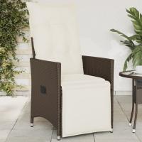 vidaXL Sillón reclinable de jardín con cojines ratán sintético negro en color Negro y crema/Marrón y crema/beige y crema y más | acolchados duraderos para sofás de jardín terraza exterior - details 1
