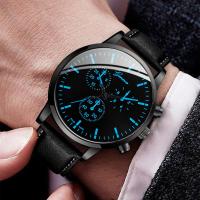 Reloj De Negocios Para Hombre 2PCS/set Reloj Analógico De Cuarzo Con Correa De Cuero Casual Joyería De Pulsera - details 1