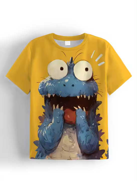 Camiseta De Hombre Infantil Godzilla 2024 Estilo Casual Con Diseño De Dibujito Para Verano Cuello Redondo Manga Corta - 1