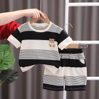 Ropa De Verano Para Bebés Niñas Y Niños Conjunto De 2 Piezas Camiseta Y Shorts Estampado Rayado Casual Unisex Talla Pequeña - details 4