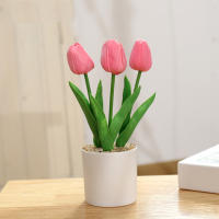 Tulipanes Rosa Naranja Artificial Falsas Plantas De Plástico Para Decoración De Hogar Escritorio Bodas Fiestas Oficina - details 5