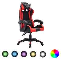 vidaXL Silla gaming con luces LED RGB cuero sintético en color Blanco y negro/Dorado y negro/Rosa y negro y más | cómodas modernas ergonómicas para comedor cocina salón hogar - details 4
