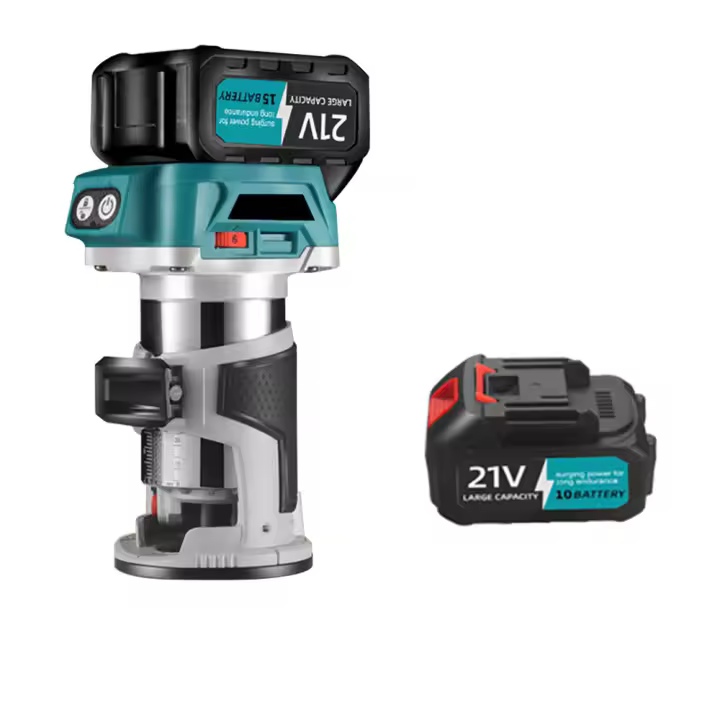 Recortadora eléctrica de mano sin escobillas de 6 velocidades, enrutador de madera inalámbrico de 6/6, 35/8mm, ranurado de grabado de carpintería para batería Makita de 18V - 1