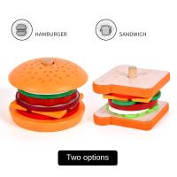 Juguetes Educativos Para Niños Casa De Juegos Simulados Con Juego De Sándwich Y Hamburguesa Bloques De Formas De Madera Para Conocer La Alimentación - details 2