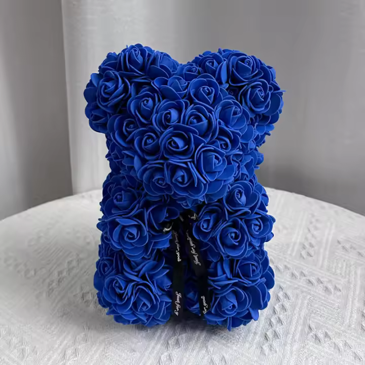 Boda Rosa Oso Flor para Las Mujeres Niñas de San Valentín Regalo Cumpleaños Decoración Del Hogar (Zafiro) - 1
