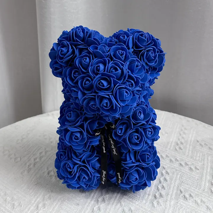 Boda Rosa Oso Flor para Las Mujeres Niñas de San Valentín Regalo Cumpleaños Decoración Del Hogar (Zafiro) - 1
