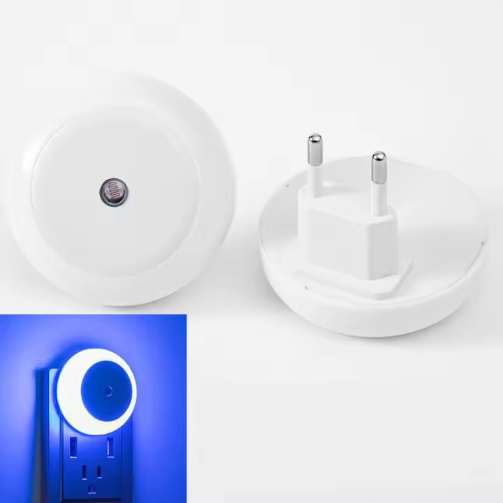 Lámpara De Pared Inteligente LED Redonda Blanca Con Sensor De Atardecer a Medianoche Para Baño Dormitorio Cocina Pasillo Ahorro De Energía Con Enchufe EU - 1