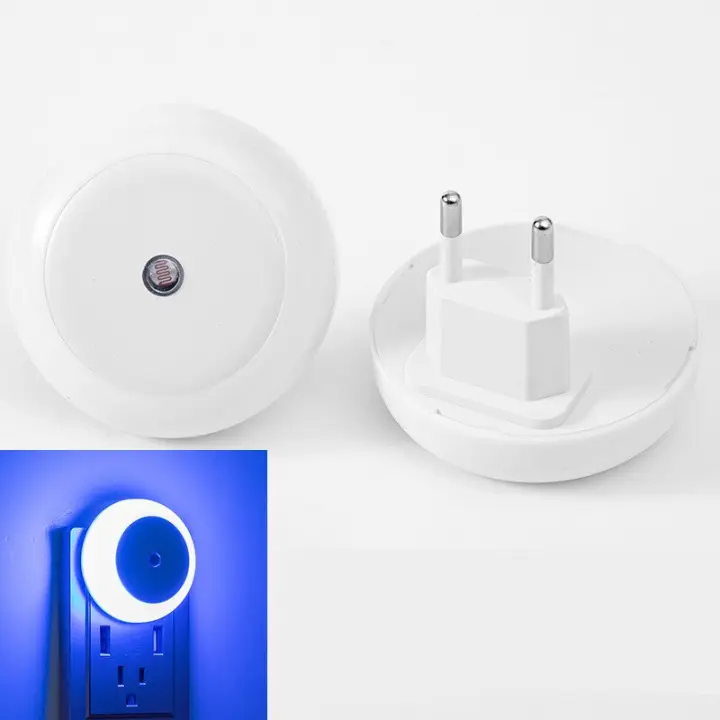 Lámpara De Pared Inteligente LED Redonda Blanca Con Sensor De Atardecer a Medianoche Para Baño Dormitorio Cocina Pasillo Ahorro De Energía Con Enchufe EU - 1