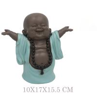 Gissed "Figura de Buda Feliz con Brazos Abiertos – Estatua Decorativa de Resina con Acabado en Marrón y Turquesa – Diseño Simbólico de Alegría y Prosperidad – Ideal para Hogar, Oficina, Feng Shui y Regalo Espiritual – 10x17x15.5 cm – Atrae Energía Positiv - details 1