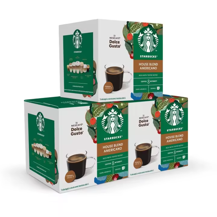 STARBUCKS by NESCAFÉ Dolce Gusto - Americano House Blend - Café con notas equilibradas de frutos secos y cacao 9x12caps (108 cápsulas) - 1