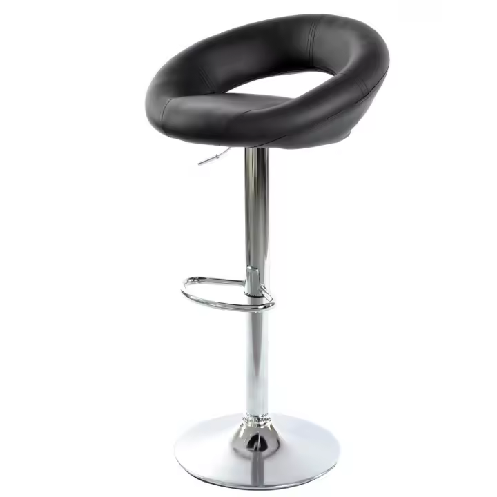 Taburete LUXUS NEW (M), cromado, similpiel negra - 1