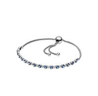 PANDORA Timeless Rhodium plated sterling silver bracelet with moonlight blue crystal and clear cubic zirconia - details 0