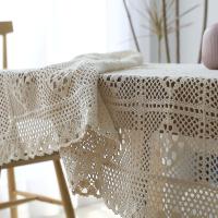 American pastoral vintage mantel redondo hecho a mano crochet Hollow out Encaje franja borlas boda mesa de comedor cubierta un - details 2