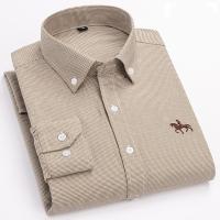 Camisa De Trabajo Para Hombre Otoño 2024 Cuello En V Manga Larga Patoleta Oxford Algodón 100% Estampado Regular Botones Tallas S~6XL - details 11