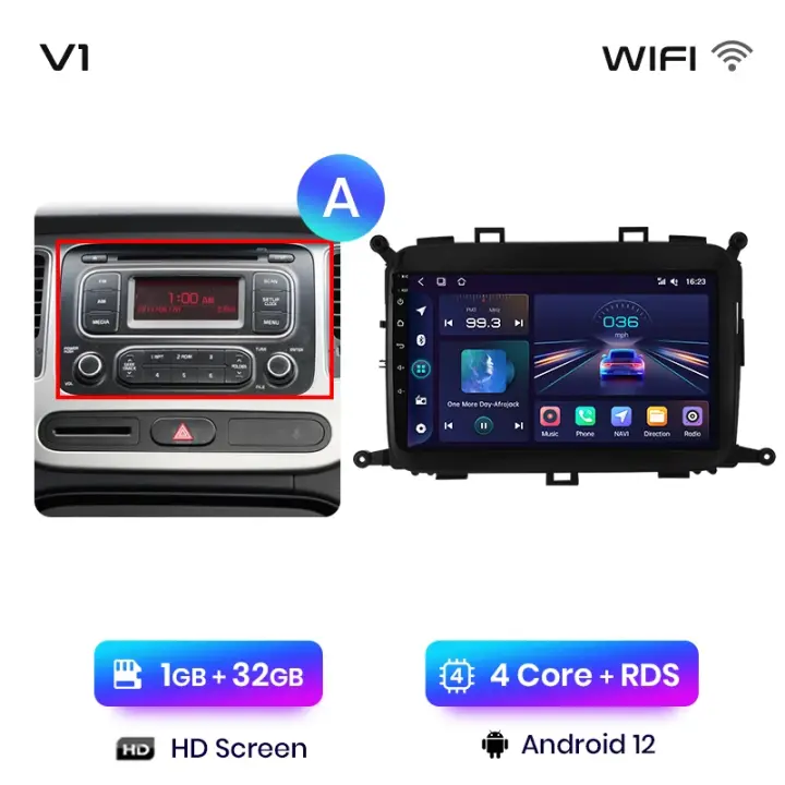 Junsun Android 13 Radio Para Kia Carens 2013 2014 2015 2016 2017 2018 DSP Navegación GPS Reproductor Multimedia 2 DIN Inalámbrico CarPlay Android Auto Radio - 1