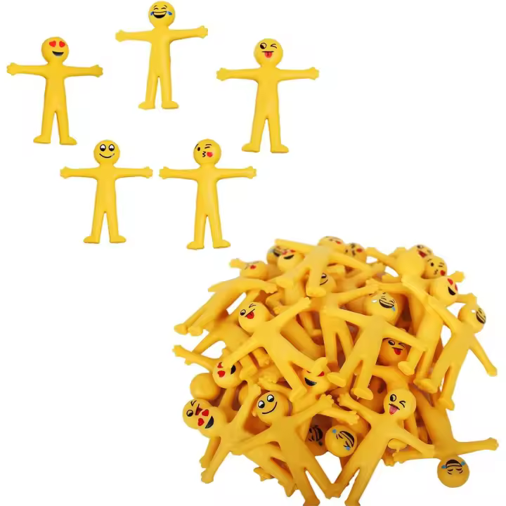 40 piezas de muñecos elásticos amarillos sonrientes, Mr. Stretch Smile / Man Smiley Toys para rellenos de paquetes de fiesta Emoji - 1