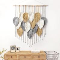 Macramé para Colgar EN LA parece, Hojas, decoración de comparación Bohemia, decoración de Arte de parece Tejida hecha a mano Bohemia - details 2