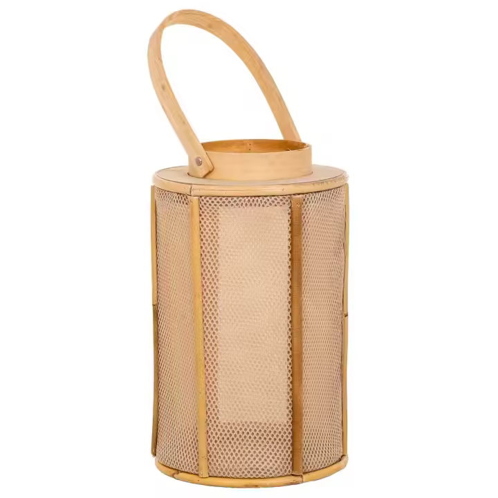 WANDERLUST DECO Farol de madera y bambú marrón d11x27h cm - 1