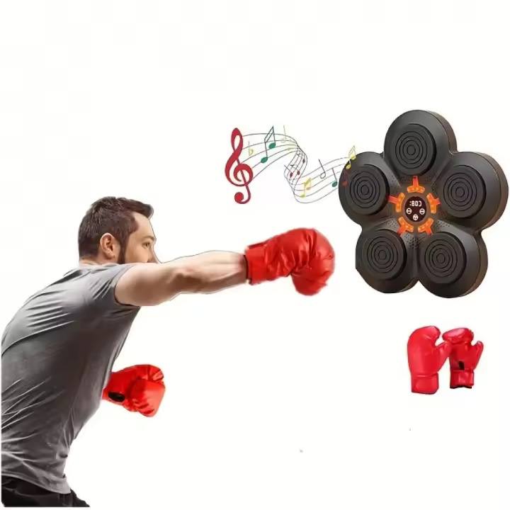 Máquina de Boxeo con música inteligente, 6 objetivos y 9 velletordades-Recargable por USB, inalámbrico, material de PU - Perfecta para fitness y entrenamiento en interiores - Gran idea para regara Estes Navidad - 1